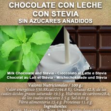 CHOCOLATE+LECHE+STEVIA MORINGA DEL SUR, STEVIA BIO, EDULCORANTE NATURAL